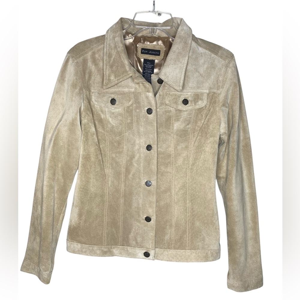 FOR JOSEPH Vintage Light Tan Genuine Suede Leather Moto Jacket - Size S